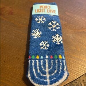 Blue Hanukkah Socks with Snowflake Design